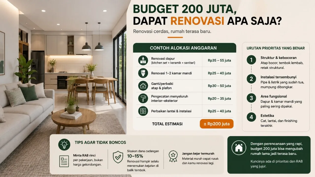 Renovasi Rumah Budget 200 Juta Dapat Apa Saja? Ini Rincian Jujurnya