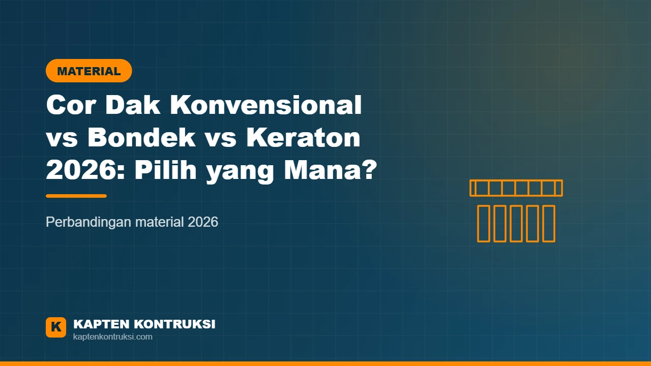 Cor Dak Konvensional vs Bondek vs Keraton 2026: Pilih yang Mana? — Kapten Kontruksi