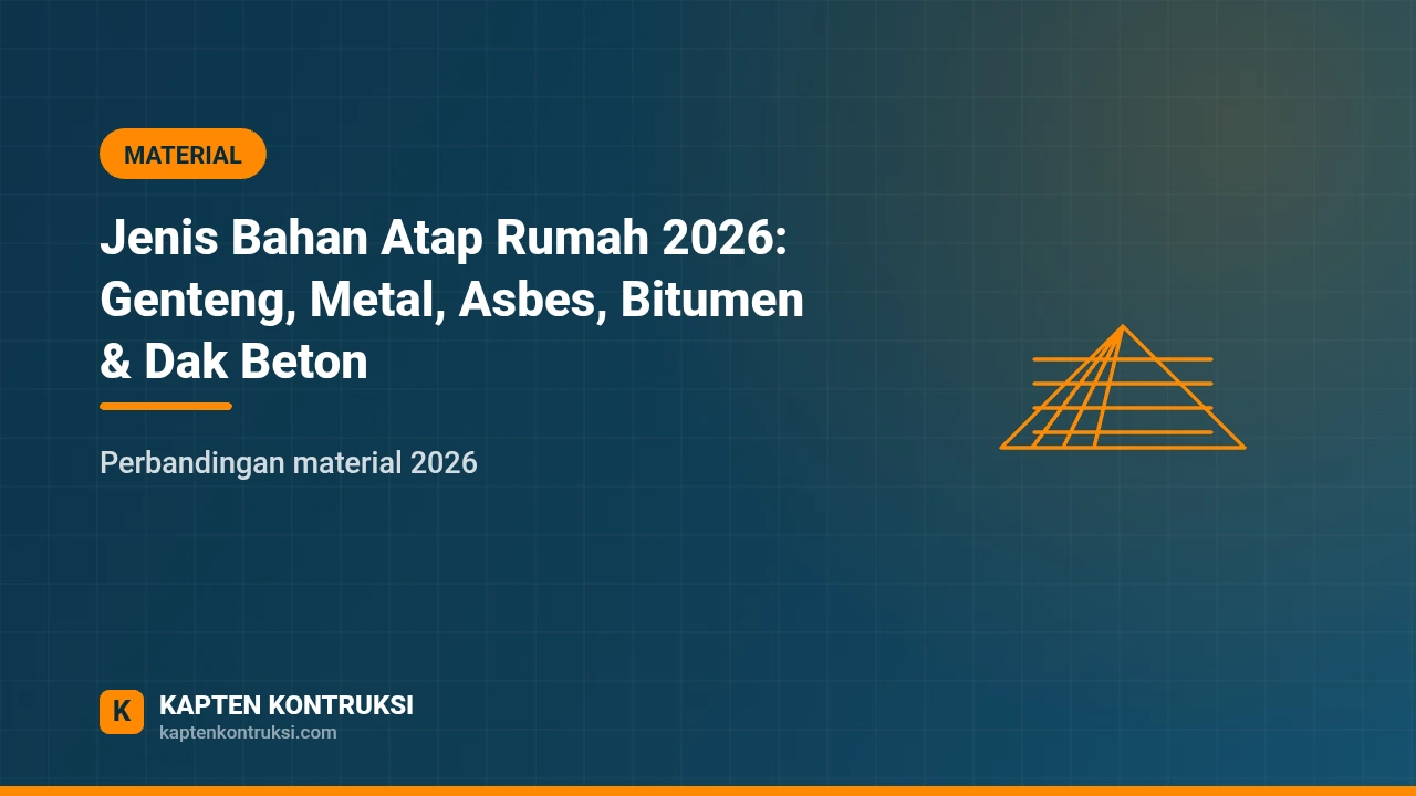 Jenis Bahan Atap Rumah 2026: Genteng, Metal, Asbes, Bitumen & Dak Beton — Kapten Kontruksi