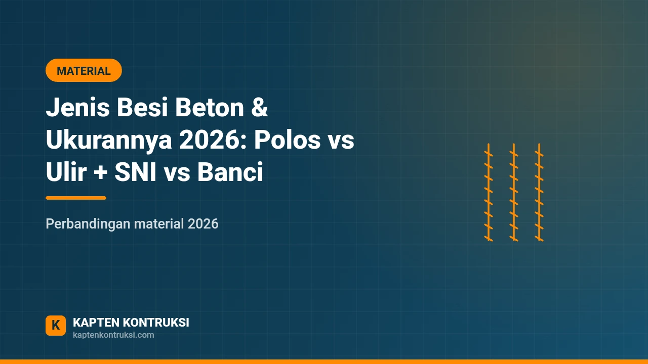 Jenis Besi Beton & Ukurannya 2026: Polos vs Ulir + SNI vs Banci — Kapten Kontruksi