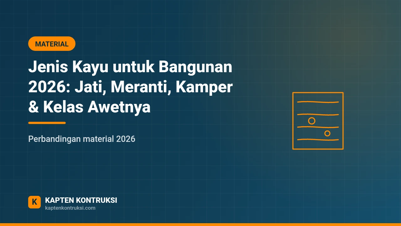 Jenis Kayu untuk Bangunan 2026: Jati, Meranti, Kamper & Kelas Awetnya — Kapten Kontruksi