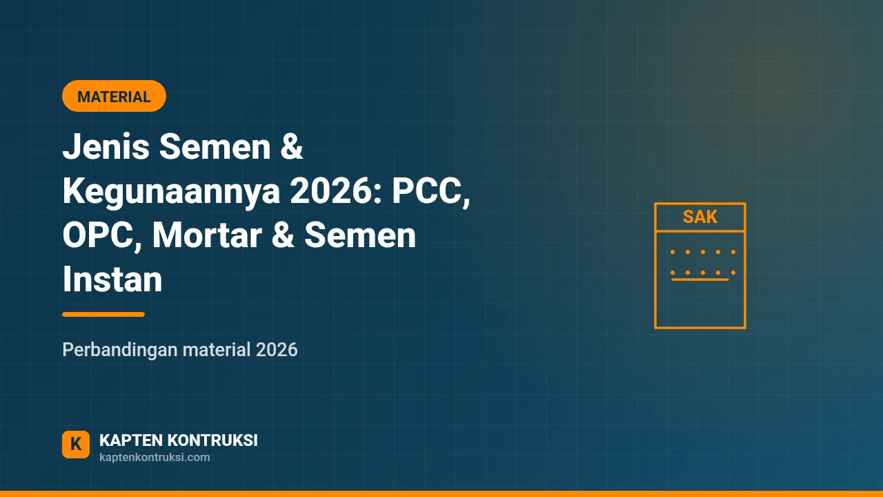 Jenis Semen & Kegunaannya 2026: PCC, OPC, Mortar & Semen Instan — Kapten Kontruksi