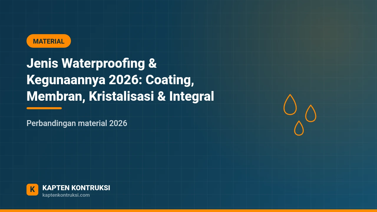 Jenis Waterproofing & Kegunaannya 2026: Coating, Membran, Kristalisasi & Integral — Kapten Kontruksi