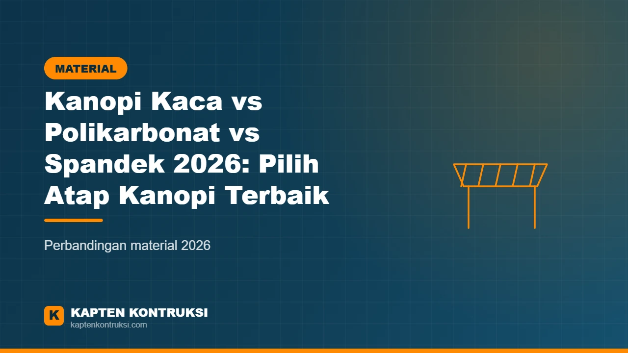 Kanopi Kaca vs Polikarbonat vs Spandek 2026: Pilih Atap Kanopi Terbaik — Kapten Kontruksi