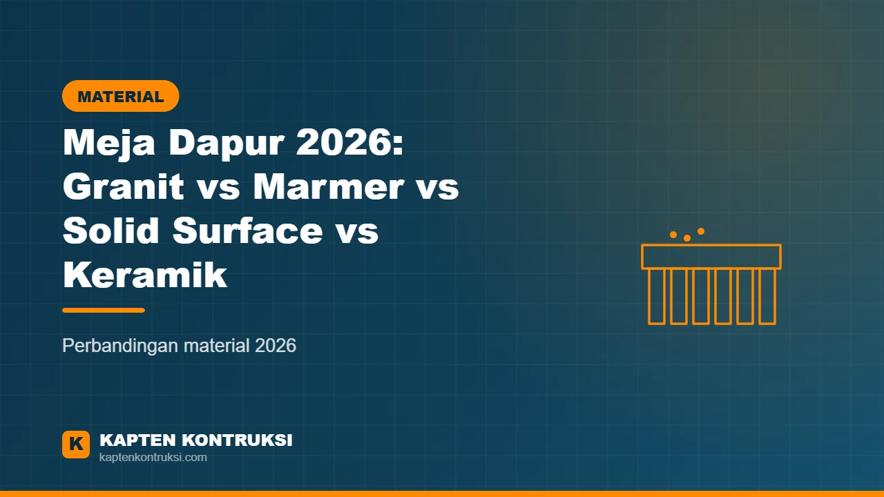 Meja Dapur 2026: Granit vs Marmer vs Solid Surface vs Keramik — Kapten Kontruksi